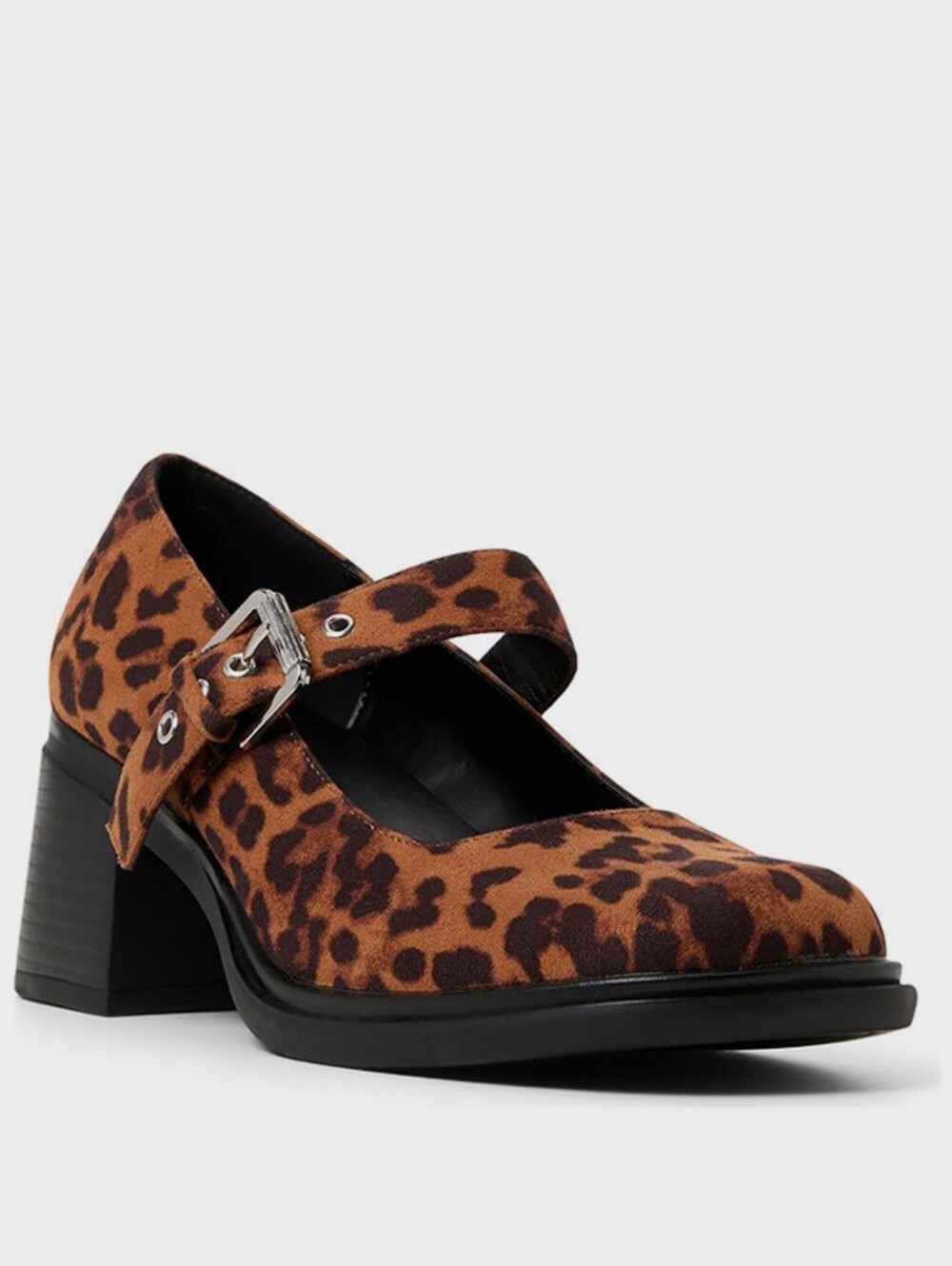 Call It Spring Leopard Print Mary Jane Block Heel - Brown/Black